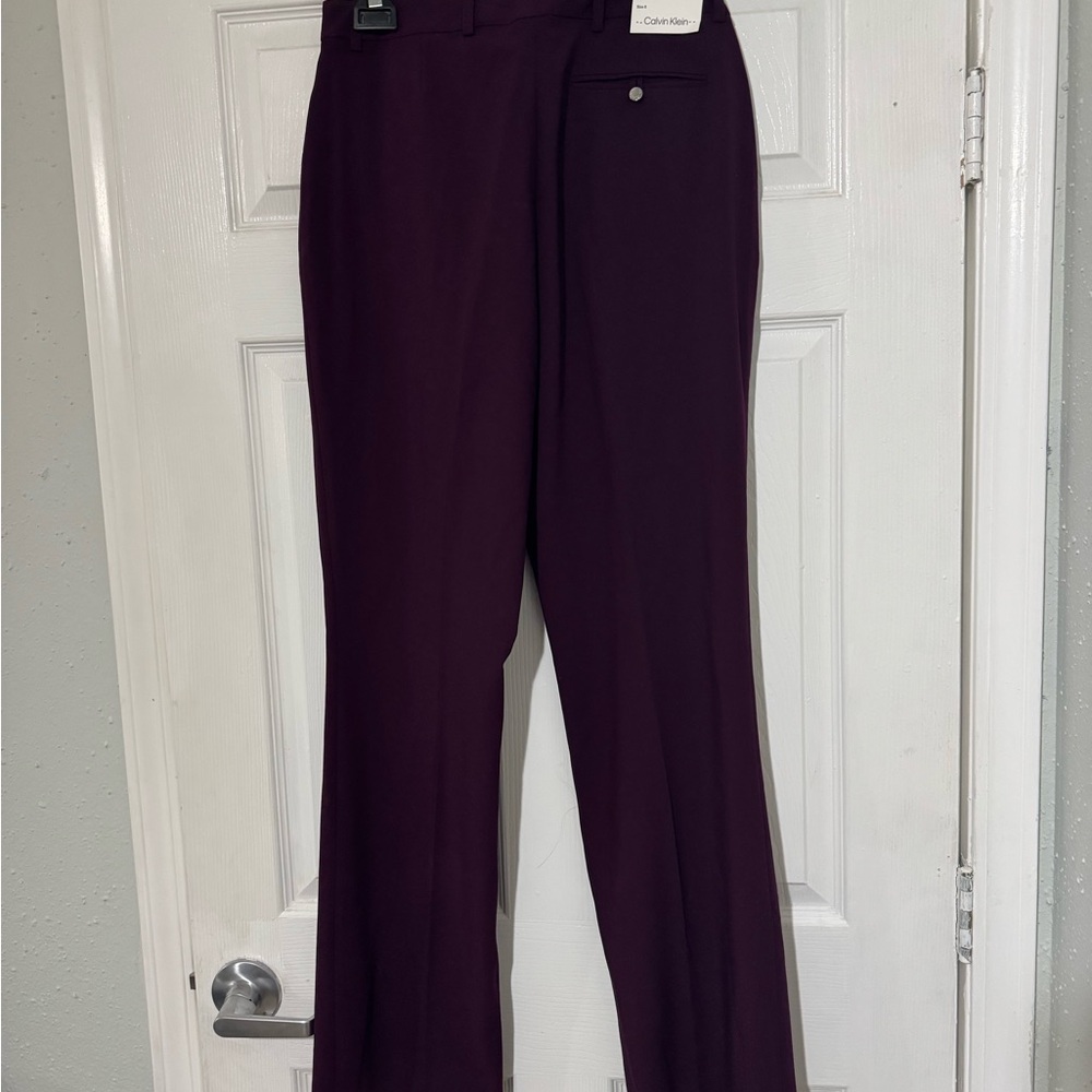 Calvin Klein Women's Burgundy Flared Pants - Picture 3 of 5